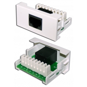 22.5x45 Mosaic insert with 1xRJ45 Cat.5e sockets, white
